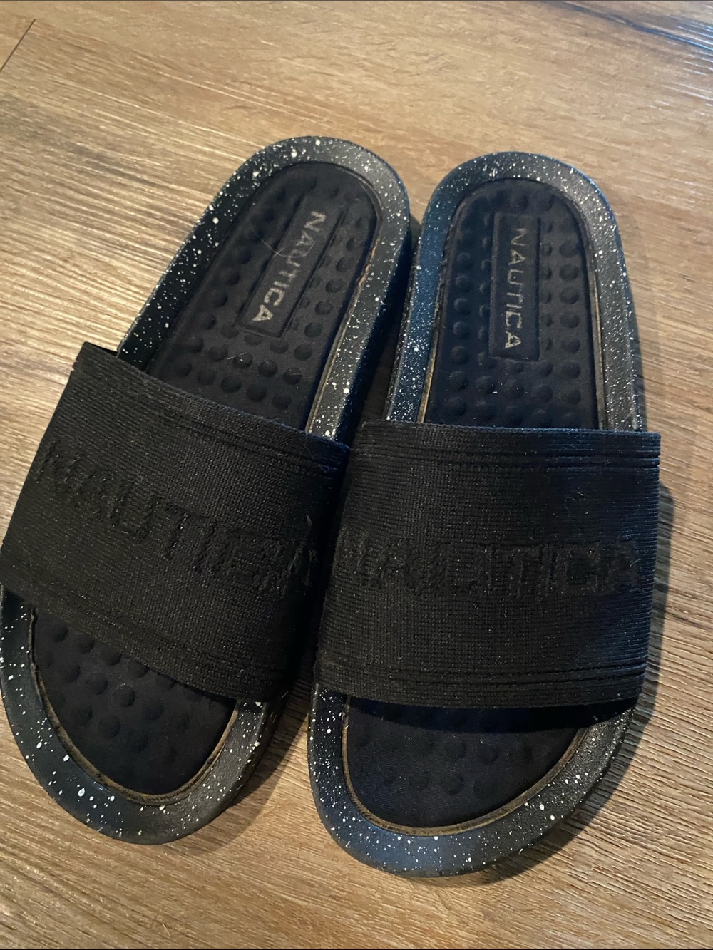 Nautical 7 40 women’s slides slip flop shoes black speck athletic